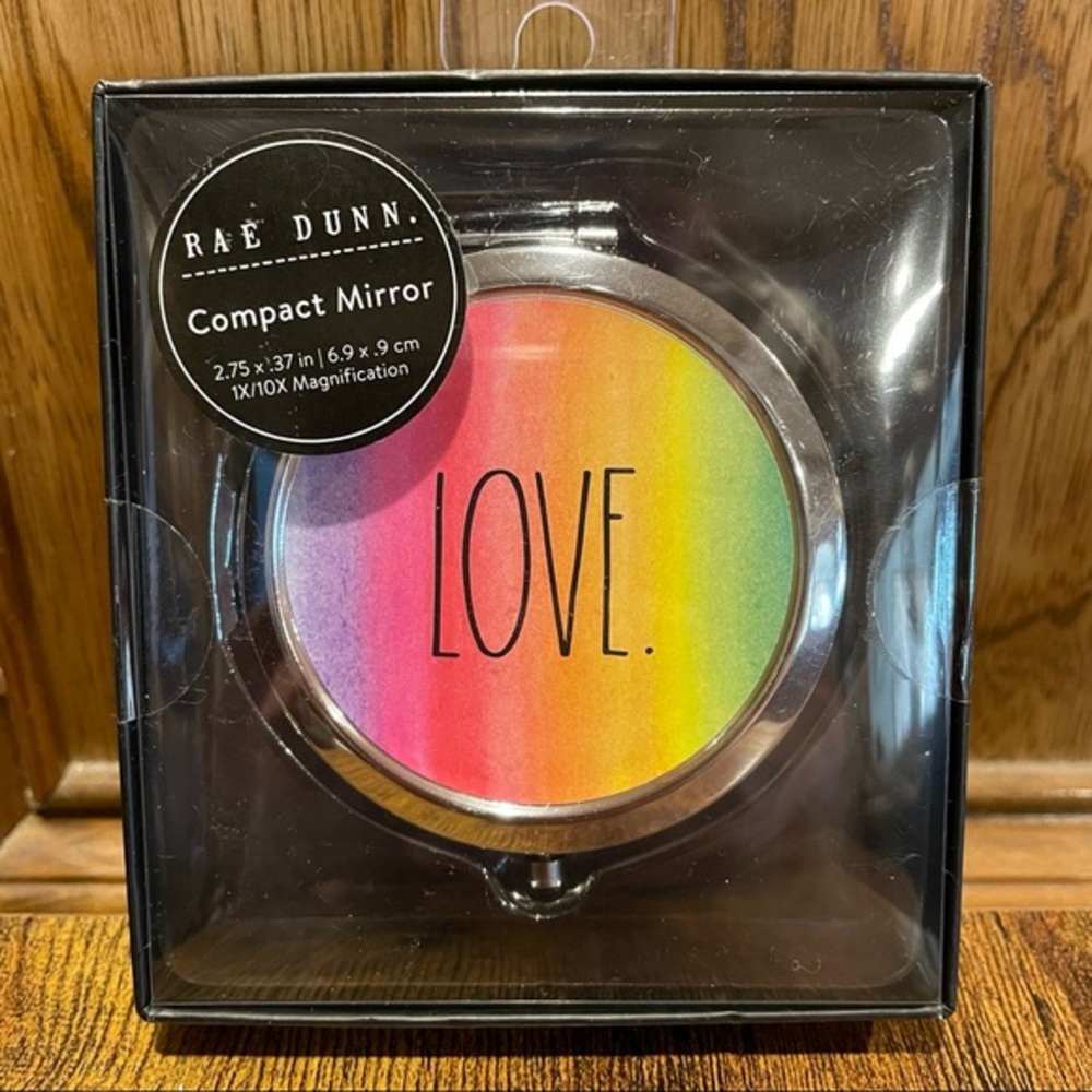 Rae Dunn Rainbow Colors LOVE Compact Mirror BRAND NEW!!